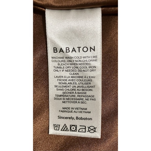 Aritzia Babaton  Cropped Satinette Squareneck Longsleeve Copper Top  Small - Picture 6 of 8